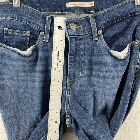 Levi's Jeans Women's Sz 28 Blue Classic Straight Leg Mid-Rise Stretch Denim - Picture 4 of 9